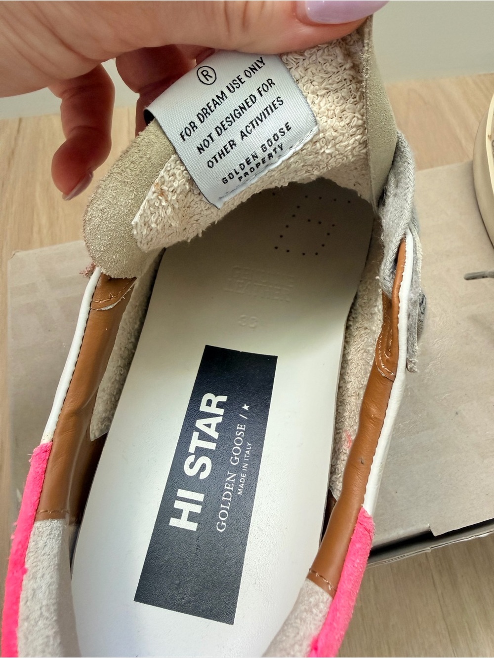 Golden Goose White Leather Super-Star Sneakers with Pink Heel - Picture 8 of 9